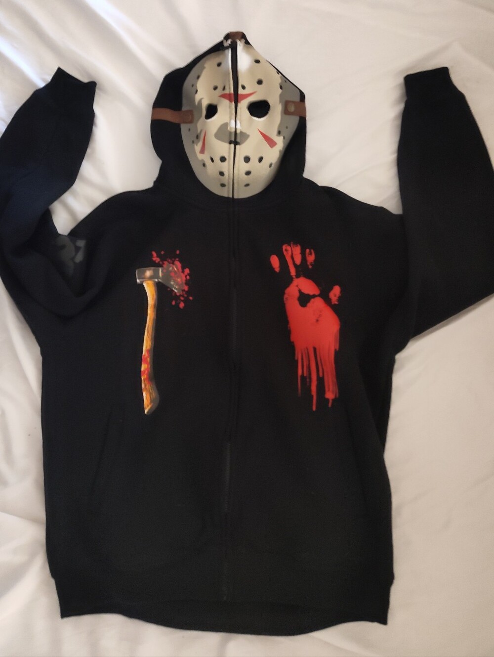 Shoe Palace Black Hoodie with Red Jason Voorhees 'Friday the 13th' Label